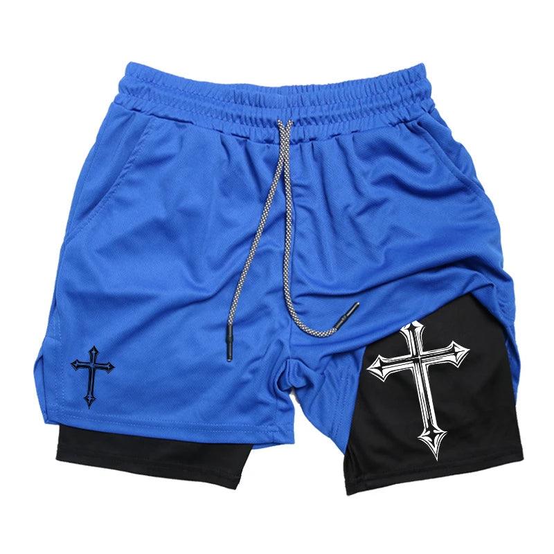2-1 Compression Shorts with Cross - Crowned Kingdom Collection