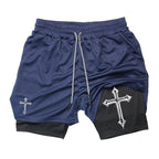 2-1 Compression Shorts with Cross - Crowned Kingdom Collection