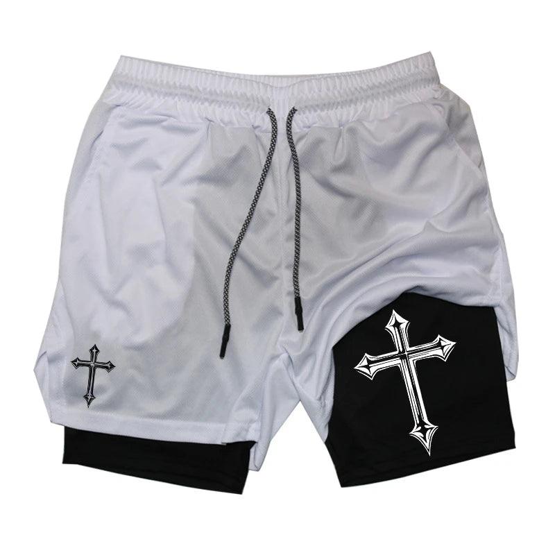 2-1 Compression Shorts with Cross - Crowned Kingdom Collection