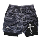 2-1 Compression Shorts with Cross - Crowned Kingdom Collection