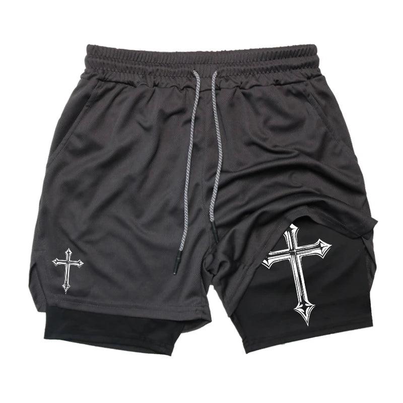 2-1 Compression Shorts with Cross - Crowned Kingdom Collection