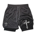 2-1 Compression Shorts with Cross - Crowned Kingdom Collection