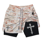 2-1 Compression Shorts with Cross - Crowned Kingdom Collection