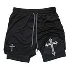 2-1 Compression Shorts with Cross - Crowned Kingdom Collection